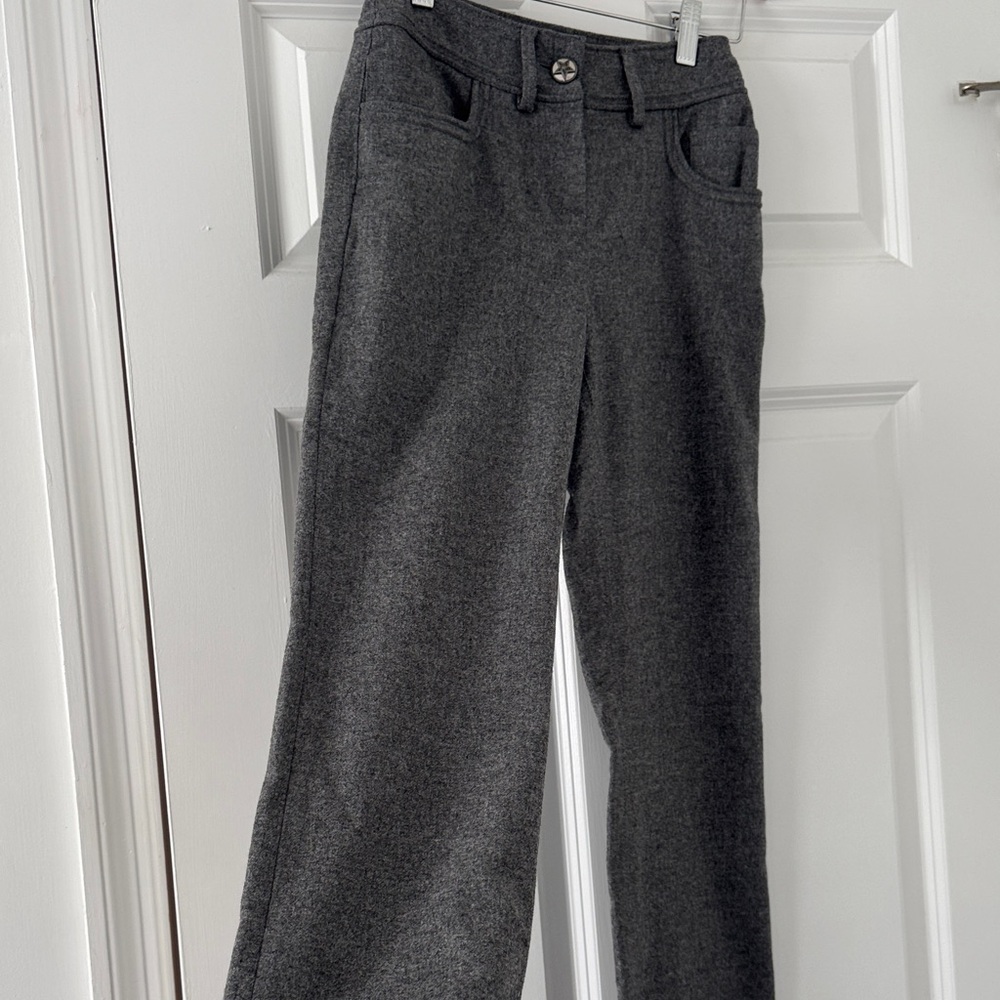 Vintage CHANEL 100% Wool Gray Straight Leg Pants - Picture 3 of 13